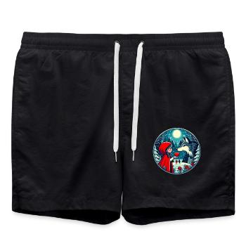 Conte de fées Petit Chaperon Rouge Loup Enfants Mignon Fantaisie - Short de bain - noir - Devant - AI Model Male 185 light (185cm)