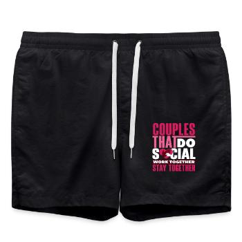 Couples who do social work together stay - Swim Trunks - black - Front - AI Model Male 185 light (185cm)