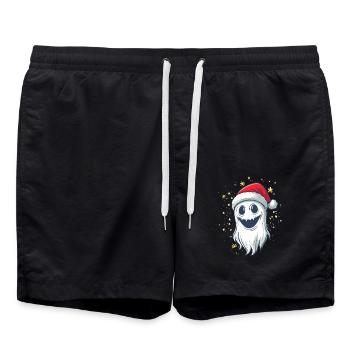 Halloween Geschenk Geist mit Weihnachtsmütze Deko - Badeshorts - Schwarz - Vorne - AI Model Male 185 light (185cm)