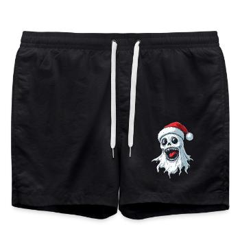 Halloween Gift Ghost with Christmas Hat Decoration - Swim Trunks - black - Front - AI Model Male 185 light (185cm)