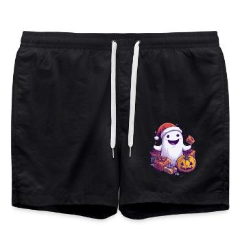 Halloween Geschenk Geist mit Weihnachtsmütze Deko - Badeshorts - Schwarz - Vorne - AI Model Male 185 light (185cm)