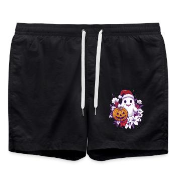 Halloween Geschenk Geist mit Weihnachtsmütze Deko - Badeshorts - Schwarz - Vorne - AI Model Male 185 light (185cm)