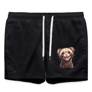 Ferret Frettchen - Badeshorts - Schwarz - Vorne - AI Model Male 185 light (185cm)