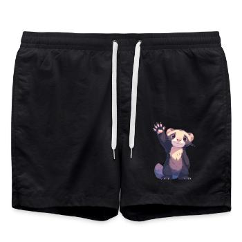 Ferret Frettchen - Badeshorts - Schwarz - Vorne - AI Model Male 185 light (185cm)