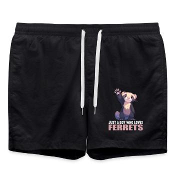 Ferret Frettchen - Badeshorts - Schwarz - Vorne - AI Model Male 185 light (185cm)