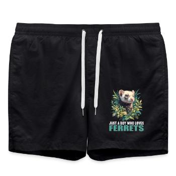Ferret Frettchen - Badeshorts - Schwarz - Vorne - AI Model Male 185 light (185cm)