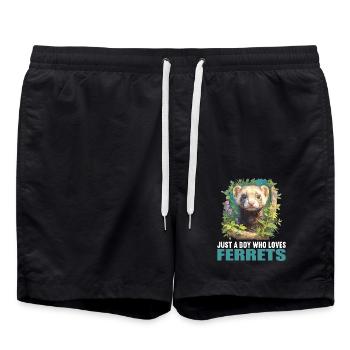 Ferret Frettchen - Badeshorts - Schwarz - Vorne - AI Model Male 185 light (185cm)
