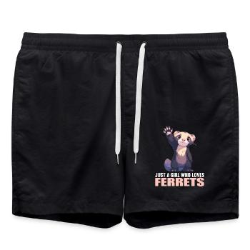 Ferret Frettchen - Badeshorts - Schwarz - Vorne - AI Model Male 185 light (185cm)