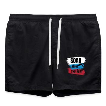 Soar Above the Rest – Paragliding Design - Swim Trunks - black - Front - AI Model Male 185 light (185cm)