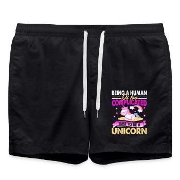 Time To Be A Unicorn - Swim Trunks - black - Front - AI Model Male 185 light (185cm)