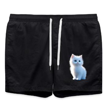 Chat Angora Blanc Chat Angora Chats Angora Mignons - Short de bain - noir - Devant - AI Model Male 185 light (185cm)