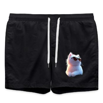 Chat Angora Blanc Chat Angora Chats Angora Mignons - Short de bain - noir - Devant - AI Model Male 185 light (185cm)