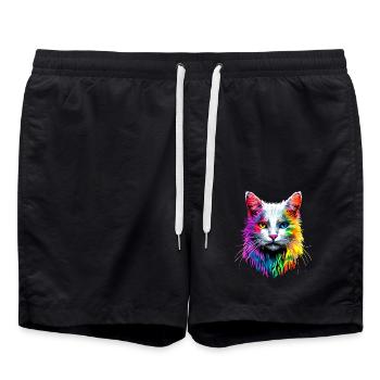 Chat Angora Blanc Chat Angora Chats Angora Mignons - Short de bain - noir - Devant - AI Model Male 185 light (185cm)