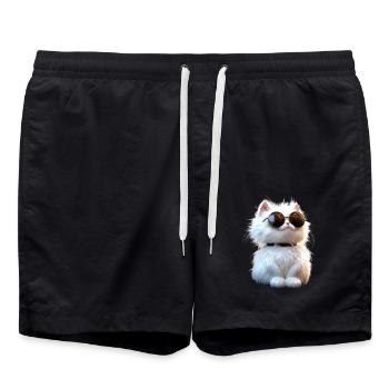 Chat Angora Blanc Chat Angora Chats Angora Mignons - Short de bain - noir - Devant - AI Model Male 185 light (185cm)