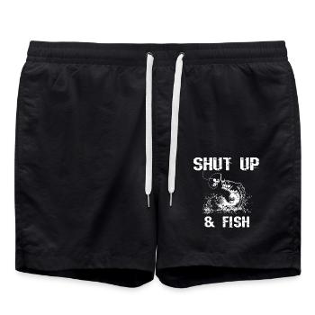 Fisherman Shut And Fish Fishing - Swim Trunks - black - Front - AI Model Male 185 light (185cm)