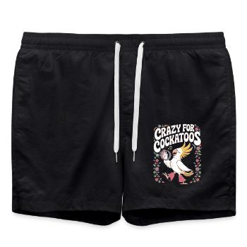 Crazy For Cockatoos Bunter Kakadu Spaß - Badeshorts - Schwarz - Vorne - AI Model Male 185 light (185cm)