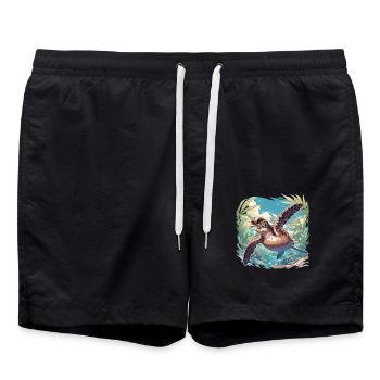 Sea Turtle Meeresschildkröten Meeresschildkröte - Badeshorts - Schwarz - Vorne - AI Model Male 185 light (185cm)
