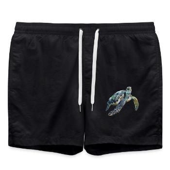 Sea Turtle Meeresschildkröten Meeresschildkröte - Badeshorts - Schwarz - Vorne - AI Model Male 185 light (185cm)
