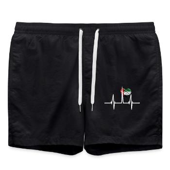 Dubai Skyline Herzschlag Burj Khalifa Herz VAE Fan - Badeshorts - Schwarz - Vorne - AI Model Male 185 light (185cm)