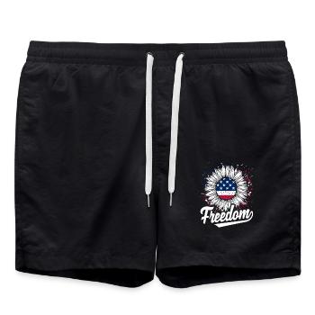 Liberty Sunflower USA Flag - Swim Trunks - black - Front - AI Model Male 185 light (185cm)