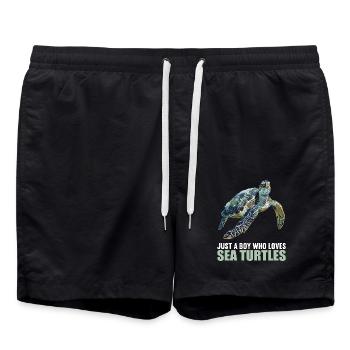 Sea Turtle Meeresschildkröten Meeresschildkröte - Badeshorts - Schwarz - Vorne - AI Model Male 185 light (185cm)