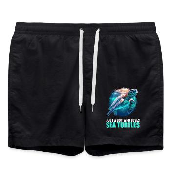 Sea Turtle Meeresschildkröten Meeresschildkröte - Badeshorts - Schwarz - Vorne - AI Model Male 185 light (185cm)