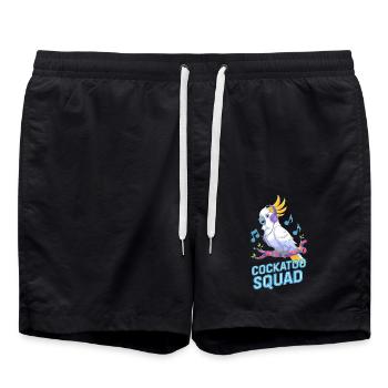 Cockatoo Squad Musik Papagei Kunst - Badeshorts - Schwarz - Vorne - AI Model Male 185 light (185cm)