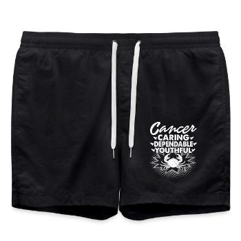 Cancer Caring Dependable Youthful - Swim Trunks - black - Front - AI Model Male 185 light (185cm)