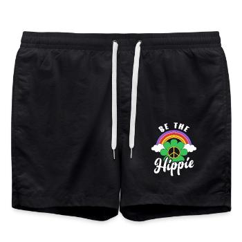 Be The Hippie Peace Sign Rainbow Hippie - Swim Trunks - black - Front - AI Model Male 185 light (185cm)