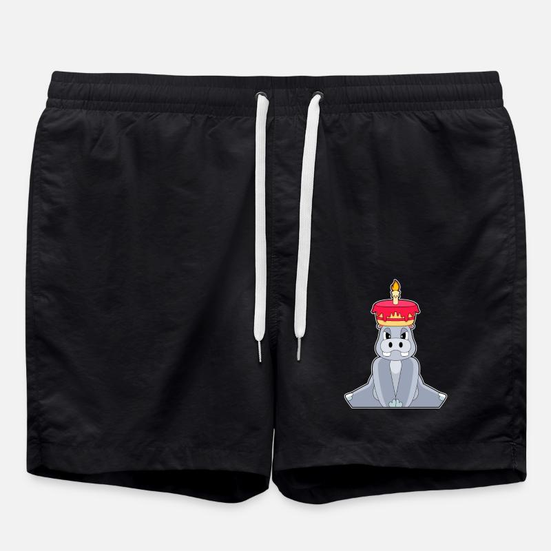 Hippopotamus Birthday Candle Cake - Swim Trunks - black