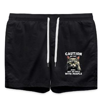 Lustiges Katzen Katzenbesitzer Haustier Katze - Badeshorts - Schwarz - Vorne - AI Model Male 185 light (185cm)
