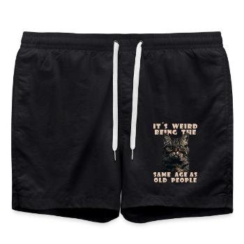 Funny Cats Saying Adult Old People Grandma Grandpa - Swim Trunks - black - Front - AI Model Male 185 light (185cm)
