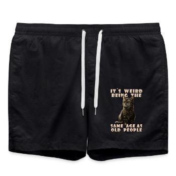 Funny Cats Saying Adult Old People Grandma Grandpa - Swim Trunks - black - Front - AI Model Male 185 light (185cm)
