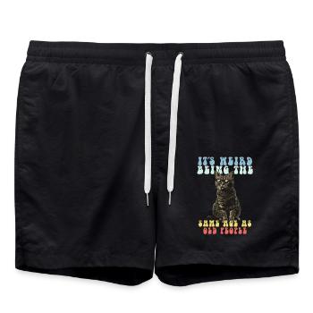 Funny Cats Saying Adult Old People Grandma Grandpa - Swim Trunks - black - Front - AI Model Male 185 light (185cm)