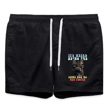 Funny Cats Saying Adult Old People Grandma Grandpa - Swim Trunks - black - Front - AI Model Male 185 light (185cm)