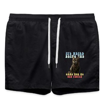 Funny Cats Saying Adult Old People Grandma Grandpa - Swim Trunks - black - Front - AI Model Male 185 light (185cm)