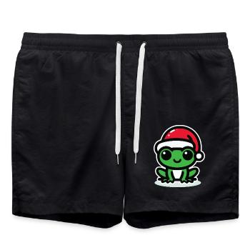 Christmas Frog Frog - Swim Trunks - black - Front - AI Model Male 185 light (185cm)