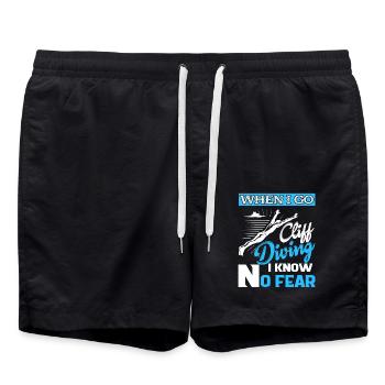 Cliff Diving When I Go Cliff Diving I Know No Fear - Swim Trunks - black - Front - AI Model Male 185 light (185cm)
