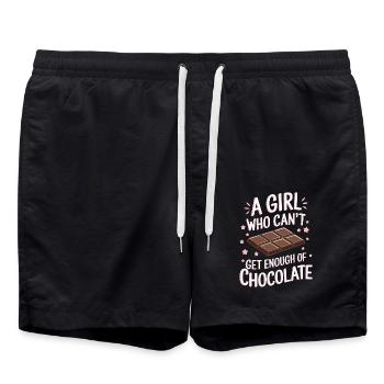 Chocolat Dicton Drôle Cadeau Chocolat - Short de bain - noir - Devant - AI Model Male 185 light (185cm)