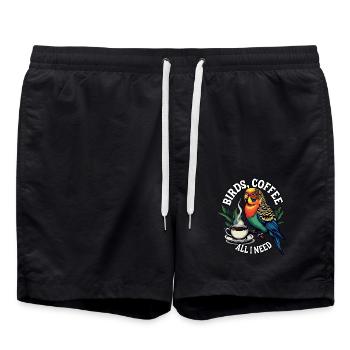Drôle d’oiseau café zoo Café rétro Tout ce dont j’ai besoin - Short de bain - noir - Devant - AI Model Male 185 light (185cm)