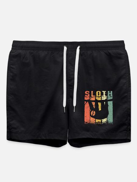 Slothy Napping Slow Chilling Sloth - Swim Trunks - black