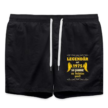 1975 Legendary 50th Birthday Vintage 1975 Gift - Swim Trunks - black - Front - AI Model Male 185 light (185cm)
