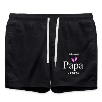 Je vais être papa en 2025 Grossesse papa en 2025 - Short de bain - noir - Devant - AI Model Male 185 light (185cm)