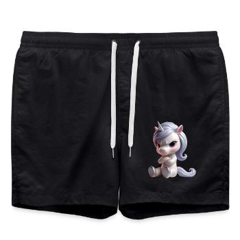 Einhorn grimmig 1 - Badeshorts - Schwarz - Vorne - AI Model Male 185 light (185cm)