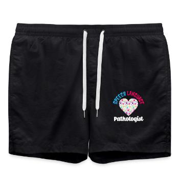 Orthophoniste Empreintes de mains cardiaques - Short de bain - noir - Devant - AI Model Male 185 light (185cm)