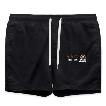 Live Love Speech Therapy Heartbeat Rainbow - Swim Trunks - black - Front - AI Model Male 185 light (185cm)