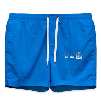 Live Love Speech Therapy Heartbeat Rainbow - Swim Trunks - cobalt blue - Front