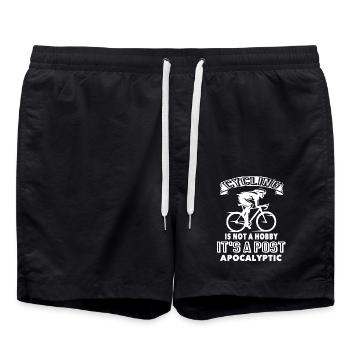 Cycling IS Not A Hobby It's A Post Apocalyptic - Swim Trunks - black - Front - AI Model Male 185 light (185cm)