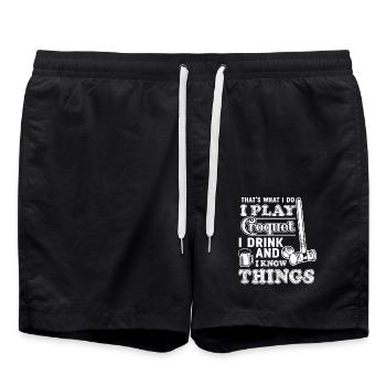 Croqueting I Play Croquet And I Know Things - Swim Trunks - black - Front - AI Model Male 185 light (185cm)
