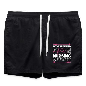 My Girlfriend Is A Hot Nursing Assistant - Swim Trunks - black - Front - AI Model Male 185 light (185cm)